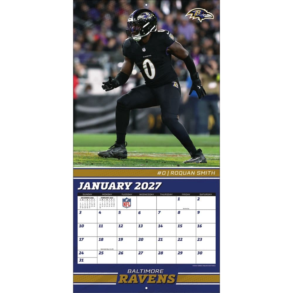 NFL Baltimore Ravens 2027 Wall Calendar Third Alternate Image