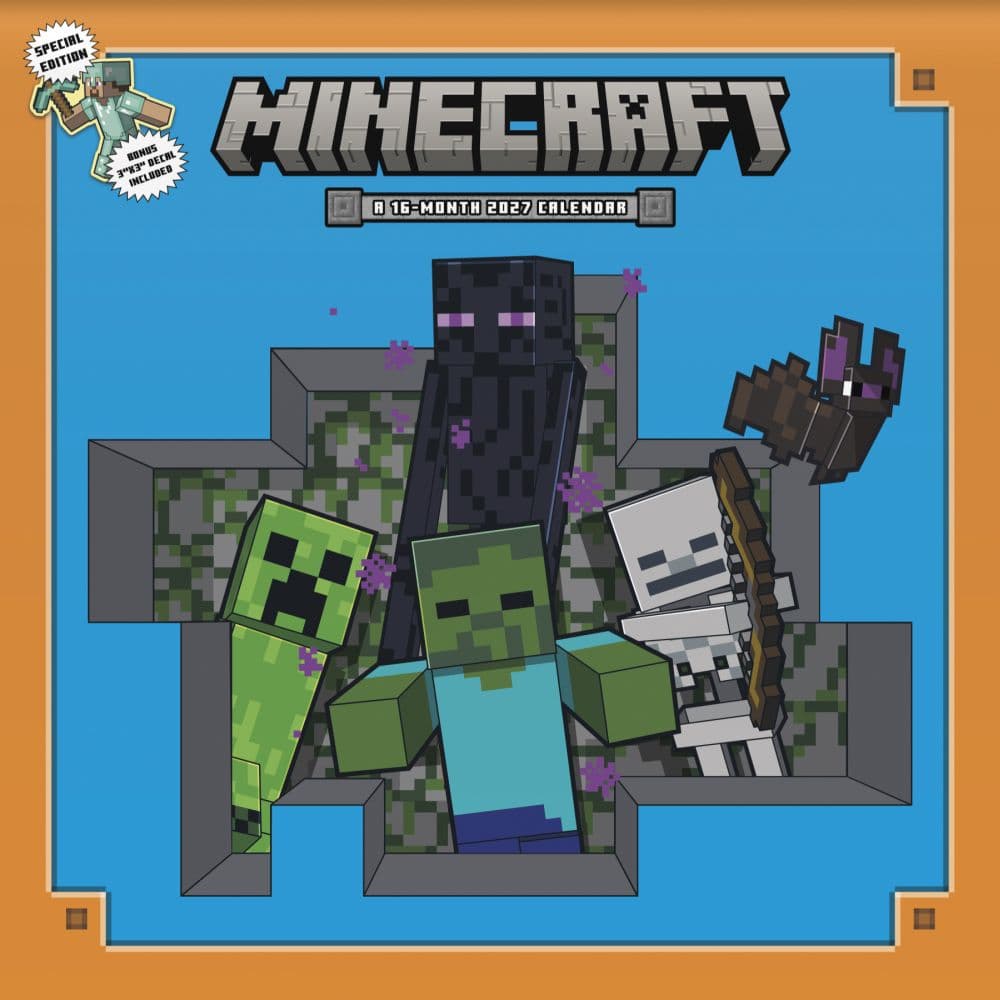 image Minecraft Exclusive with Decal 2027 Wall Calendar Main Product Image