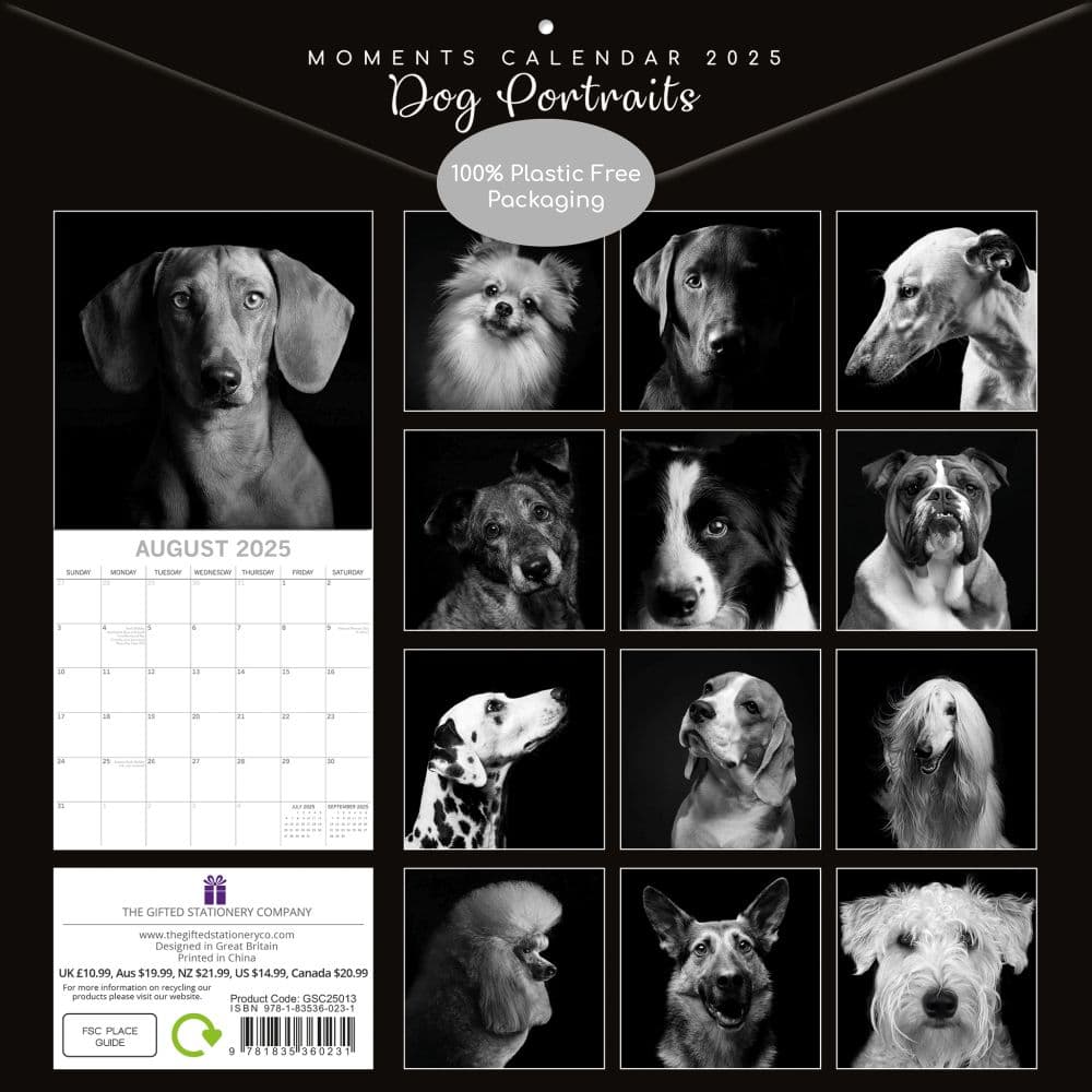 Dog Portraits 2025 Wall Calendar