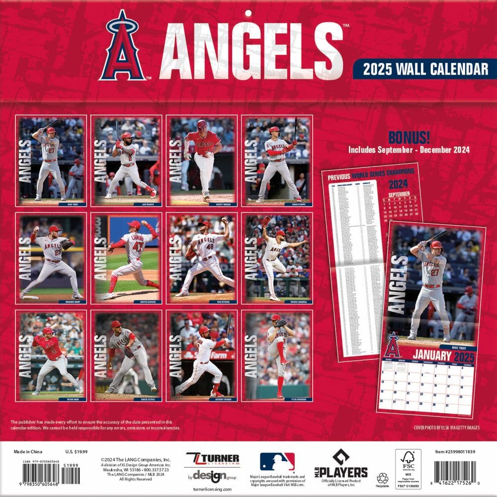 MLB Los Angeles Angels 2025 Wall Calendar First Alternate Image