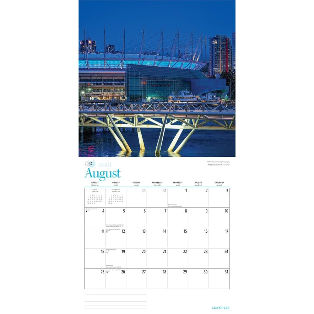 Vancouver 2024 Wall Calendar August