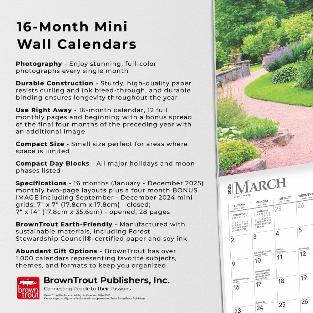 Gardens 2025 Mini Wall Calendar Fifth Alternate Image