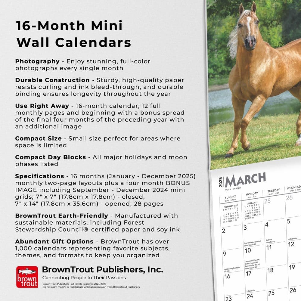 Horses 2025 Mini Wall Calendar Fifth Alternate Image