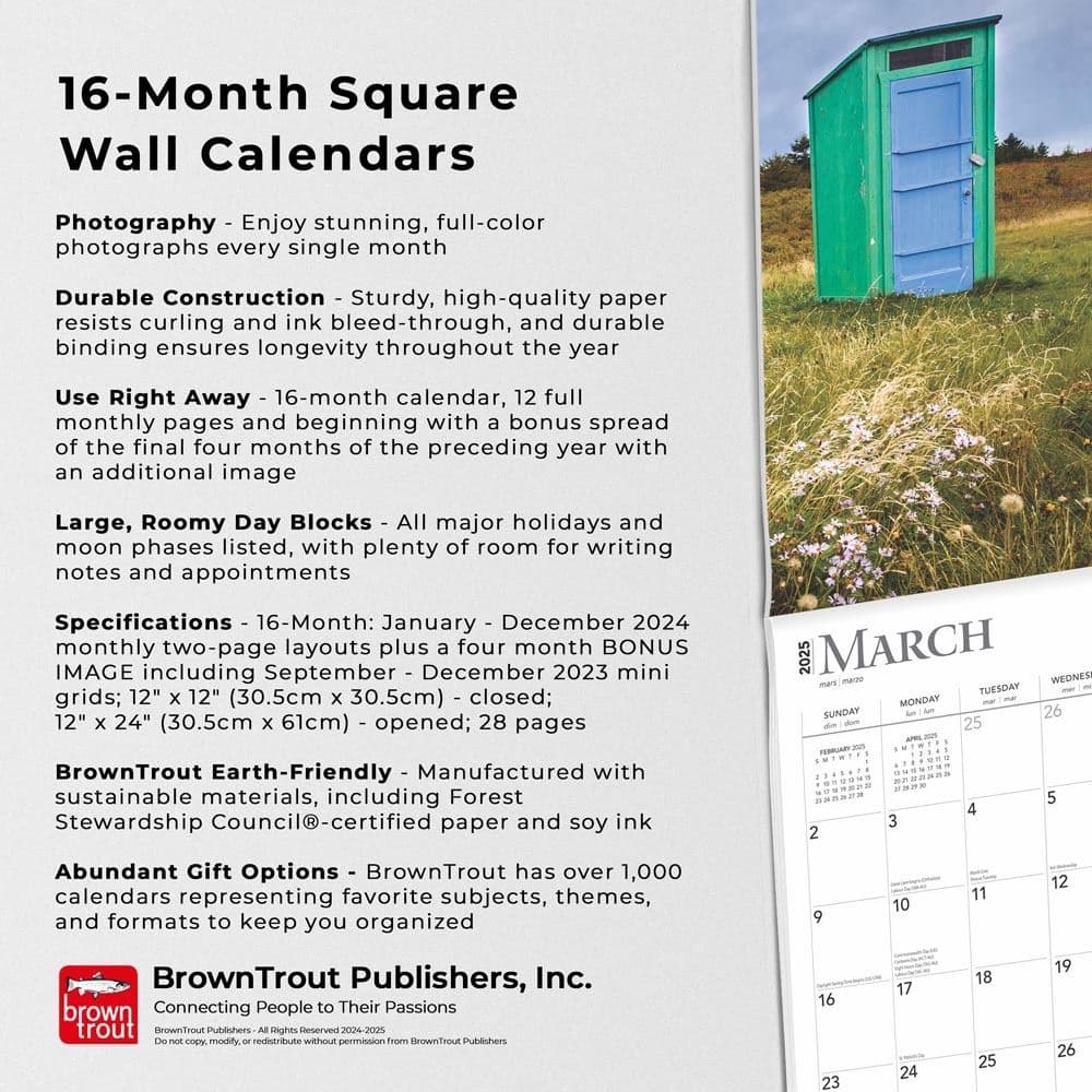 Outhouses 2025 Wall Calendar Fifth Alternate Image