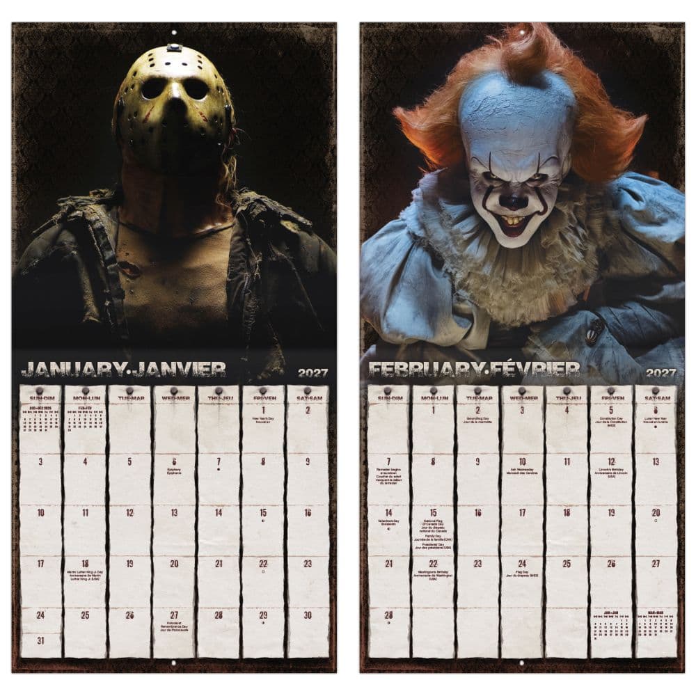 Horror Collection Bilingual French 2027 Wall Calendar Fifth Alternate Image