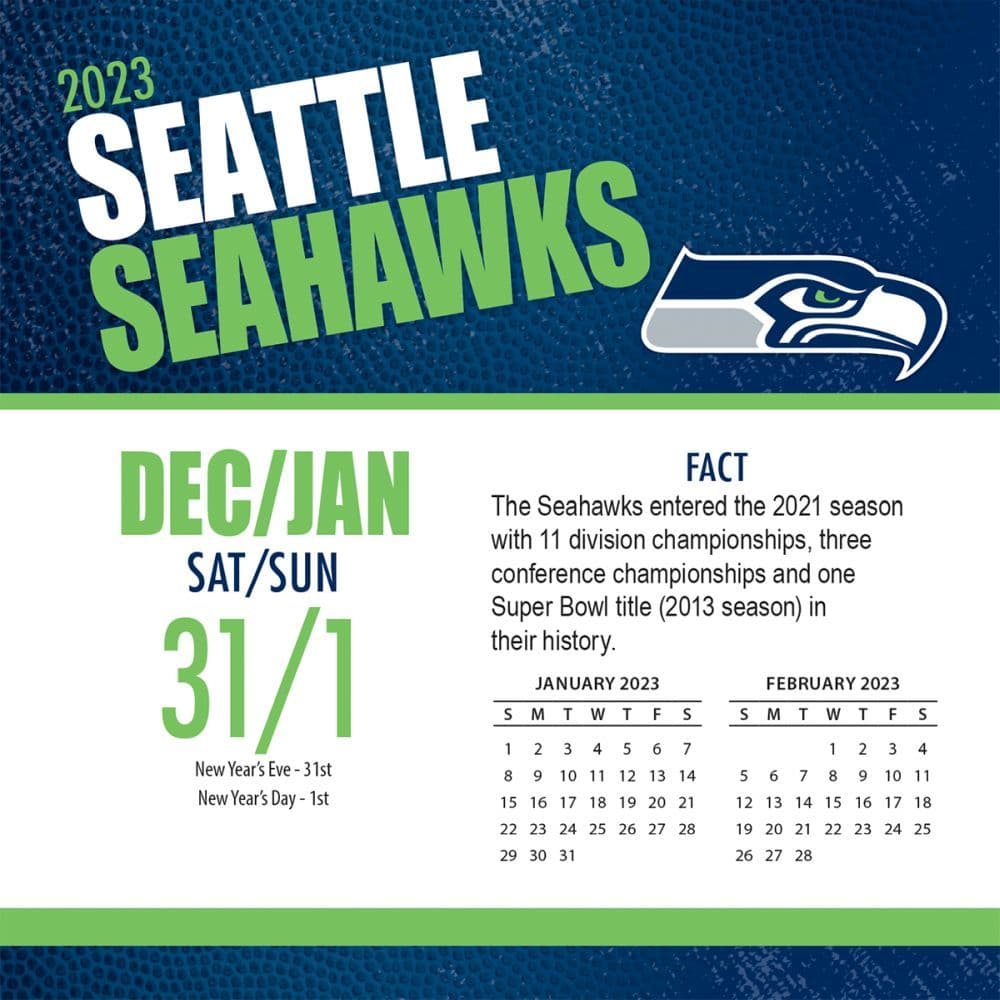 Seattle Seahawks 2023 Desk Calendar - Calendars.com