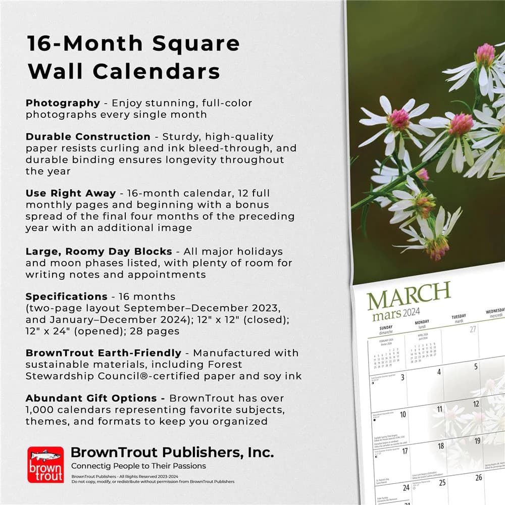 Wildflowers 2024 Wall Calendar features