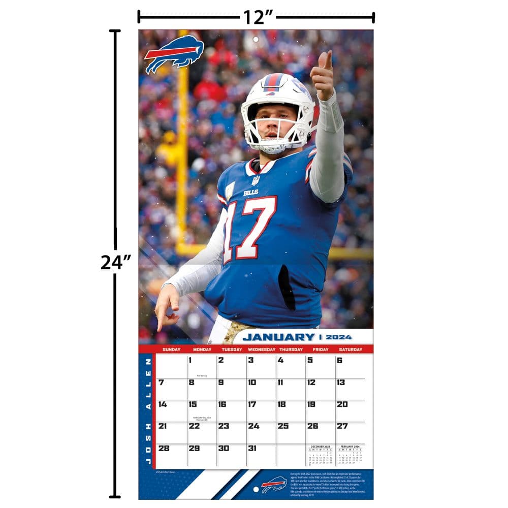 Buffalo Bills Josh Allen 2024 Wall Calendar