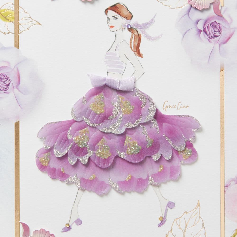 Violet Dress Girl Birthday Card
