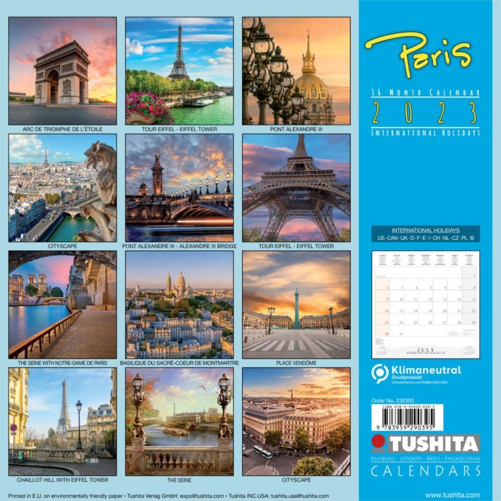 Paris Calendar 2023 Bonjour Paris 2023 Wall Calendar - Calendars.com