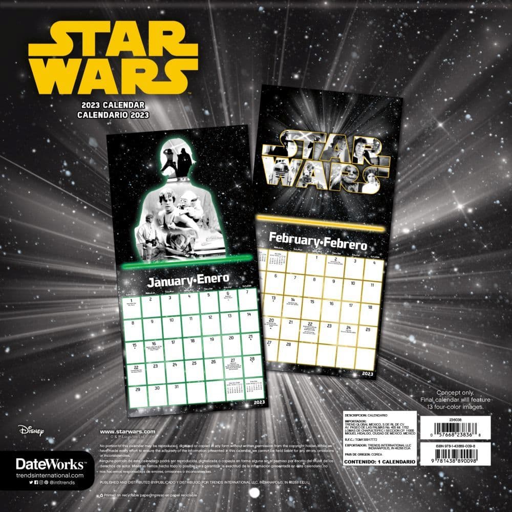 Star Wars Saga 2023 Wall Calendar  Calendars.com