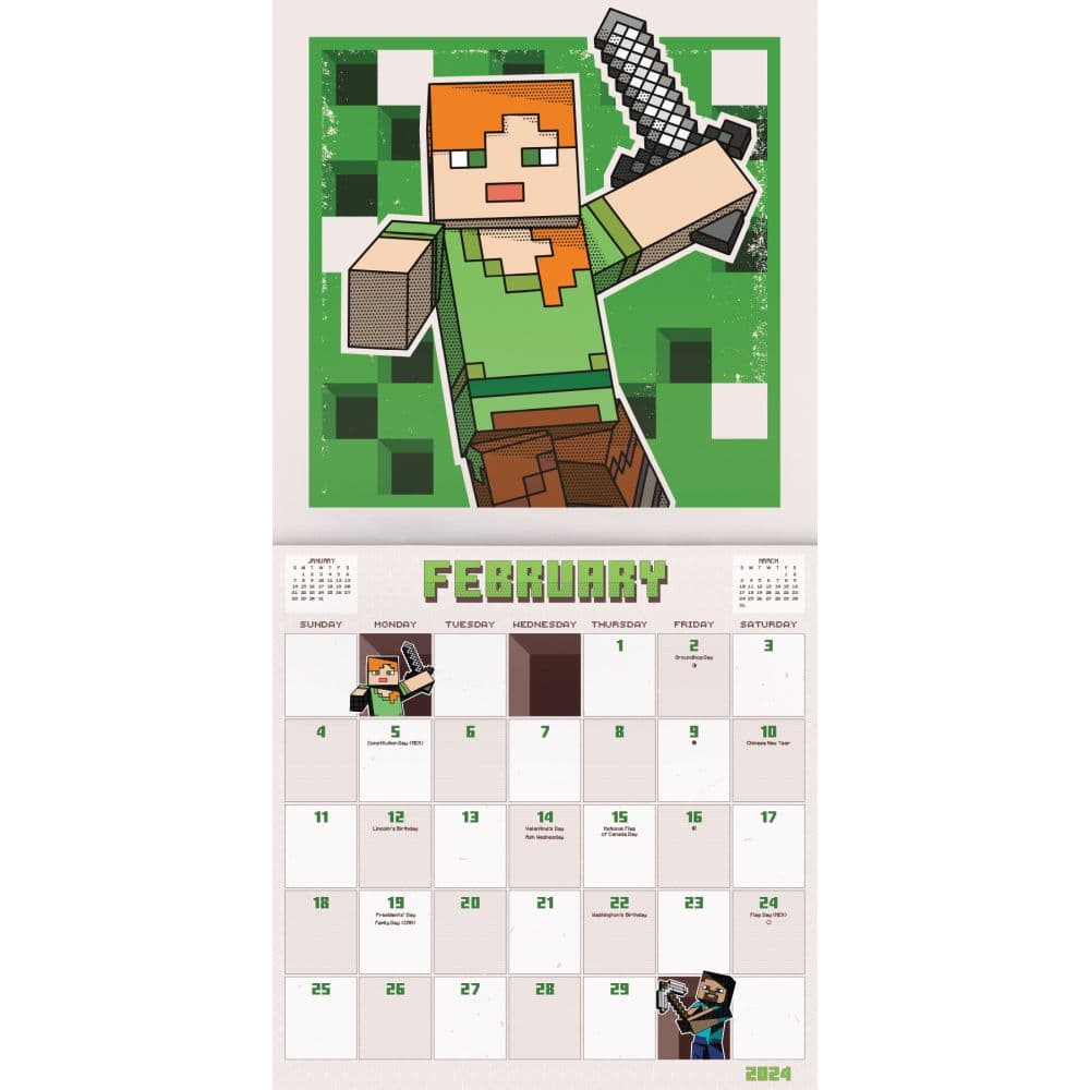 Minecraft 15 Year Collector&#39;s Edition 2024 Wall Calendar Alt3