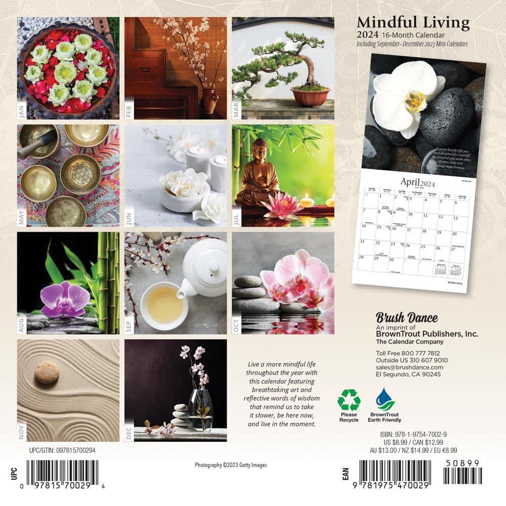 Mindful Living 2024 Mini Wall Calendar