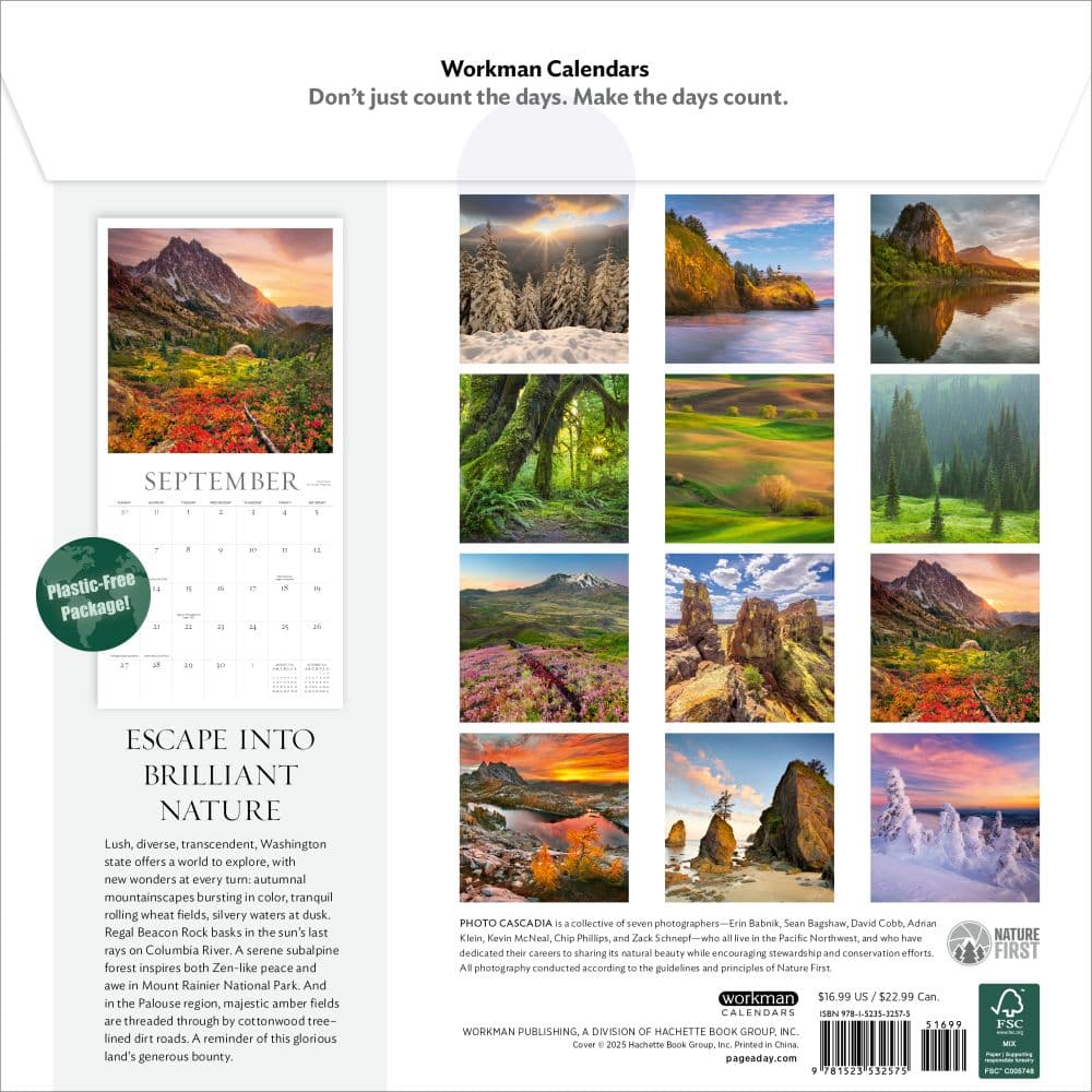 Washington Evergreen 2026 Wall Calendar First Alternate Image