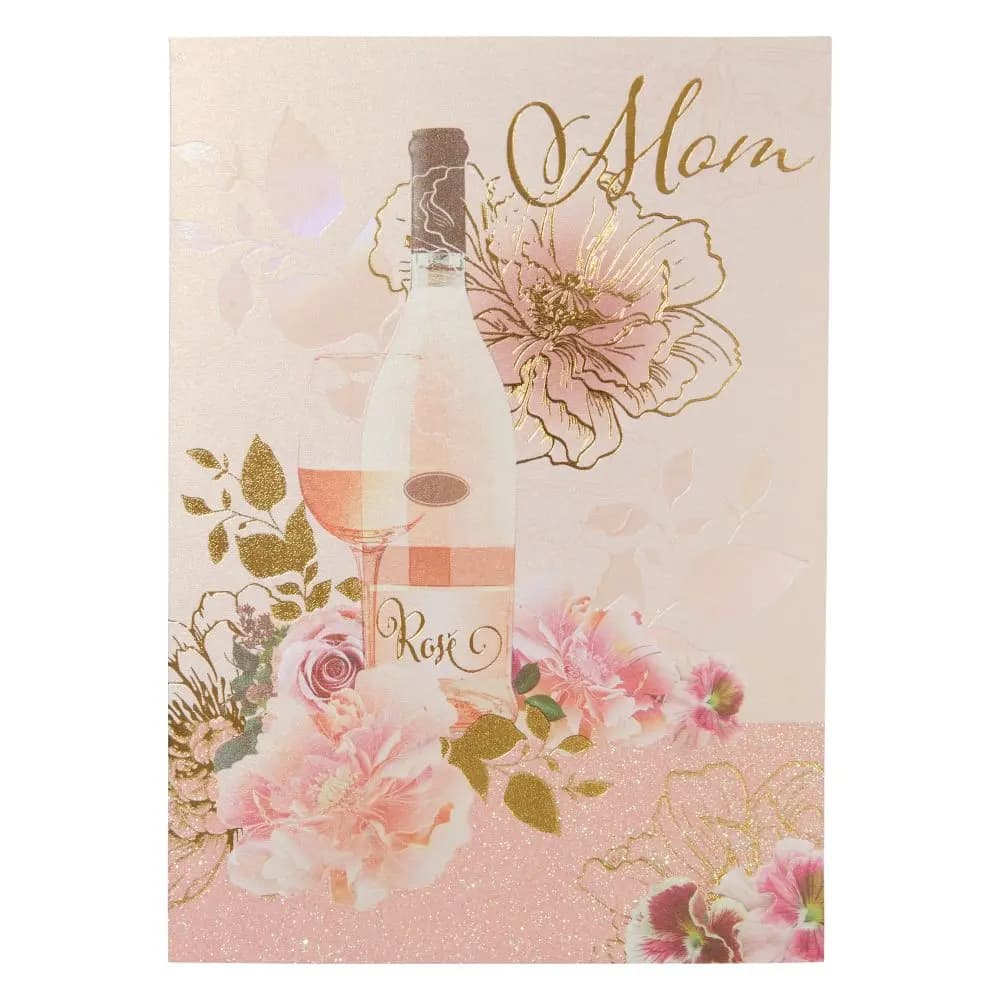 Wine and Flowers Mother&#39;s Day Card front