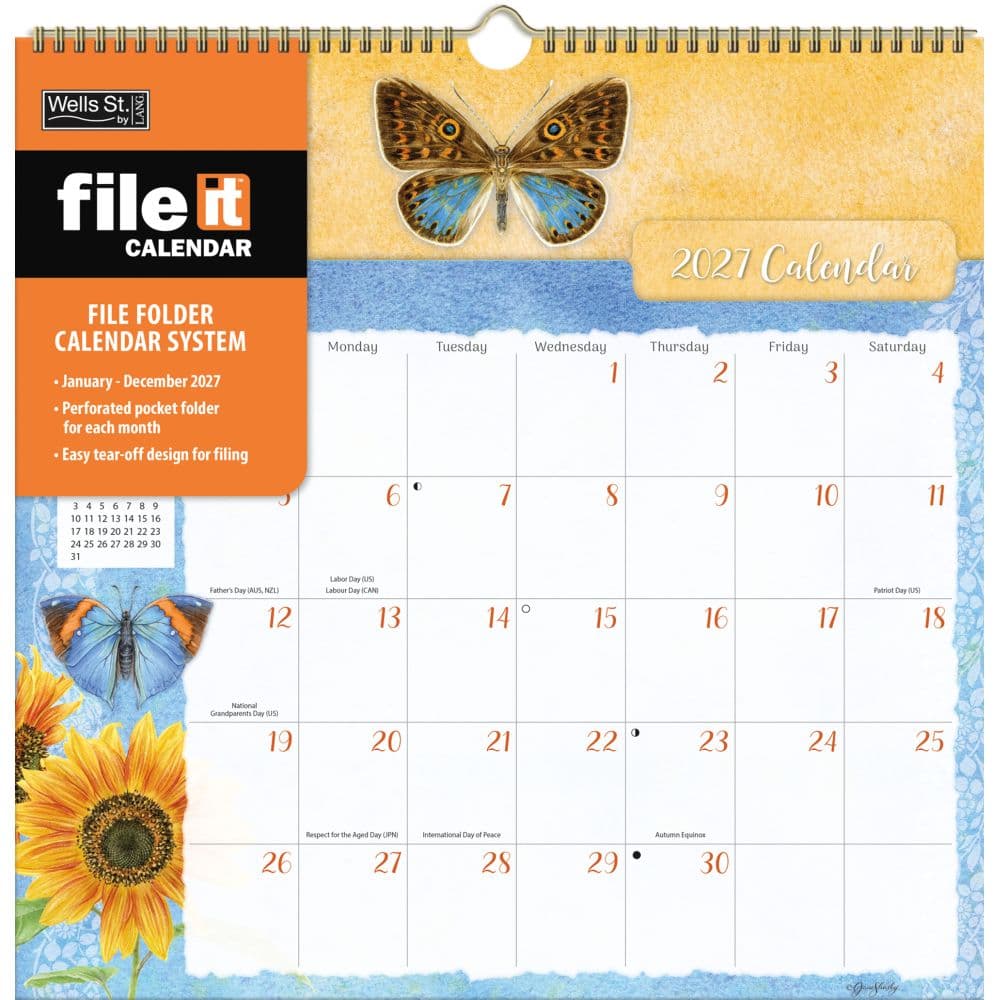 image Butterflies 2027 File It Wall Calendar by Jane Shasky