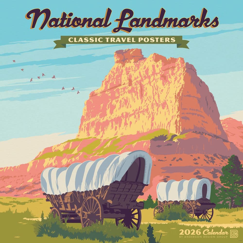 National Monuments Classic Travel Posters 2026 Wall Calendar Main Image