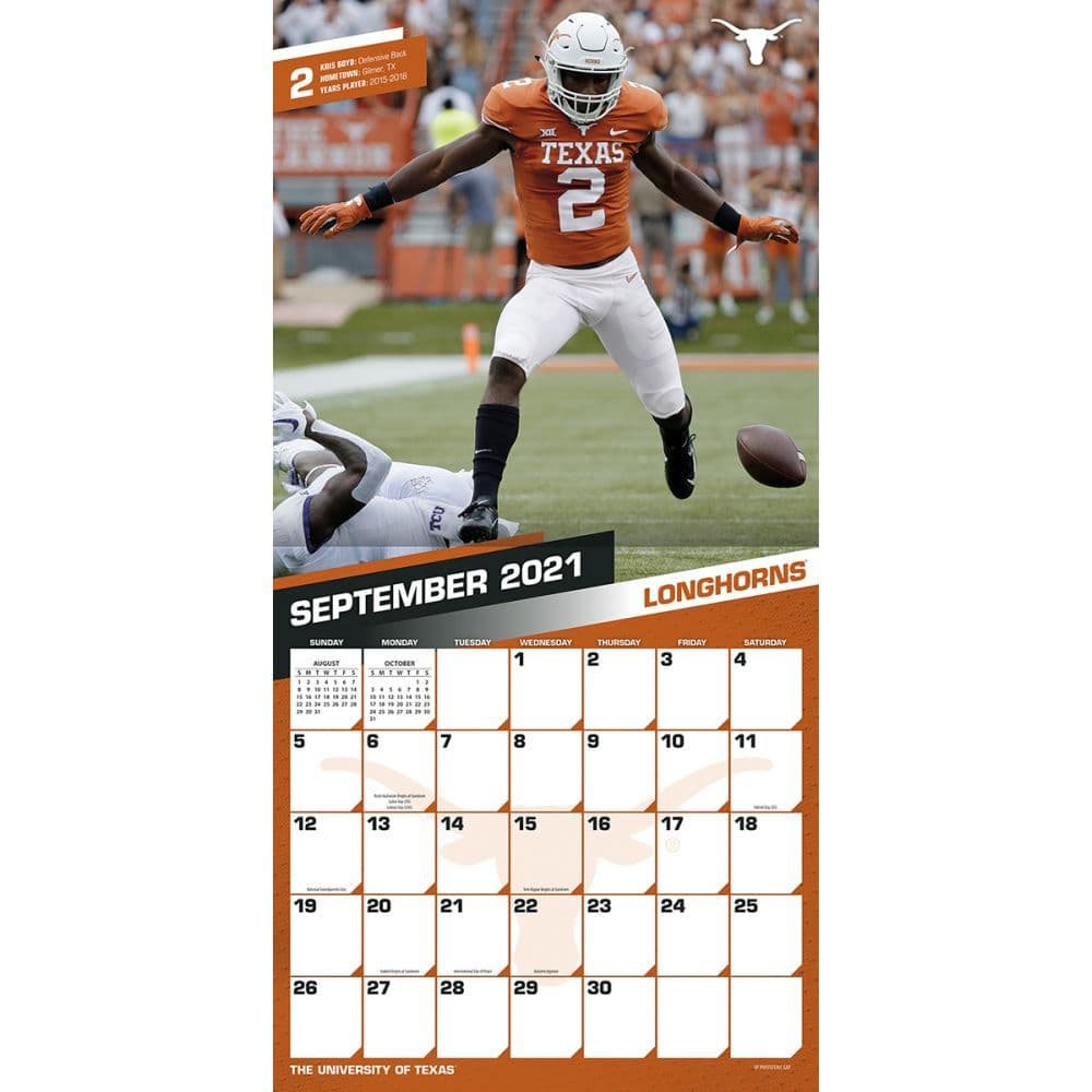 Ut Longhorns Football Schedule 2022 Texas Longhorns 2022 Wall Calendar - Calendars.com