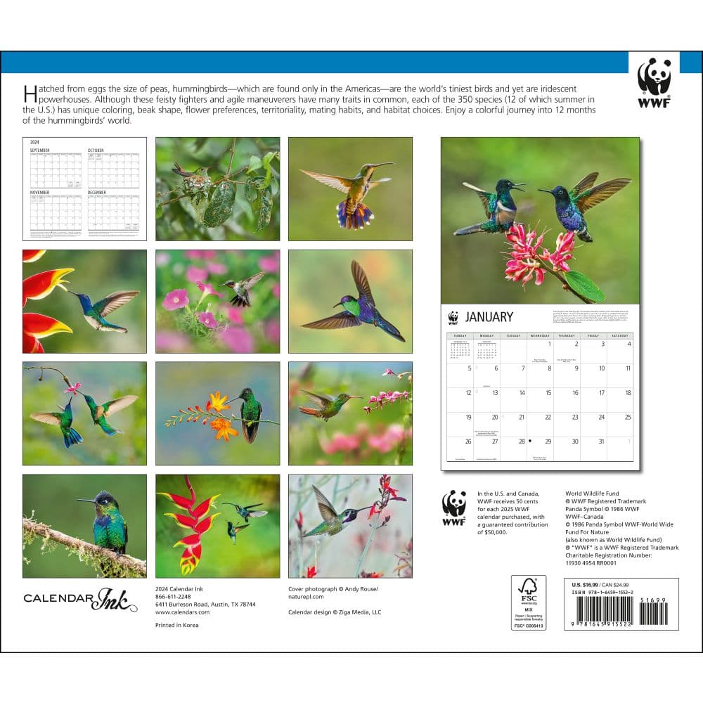 Hummingbirds WWF 2025 Wall Calendar First Alternate Image width="1000" height="1000"