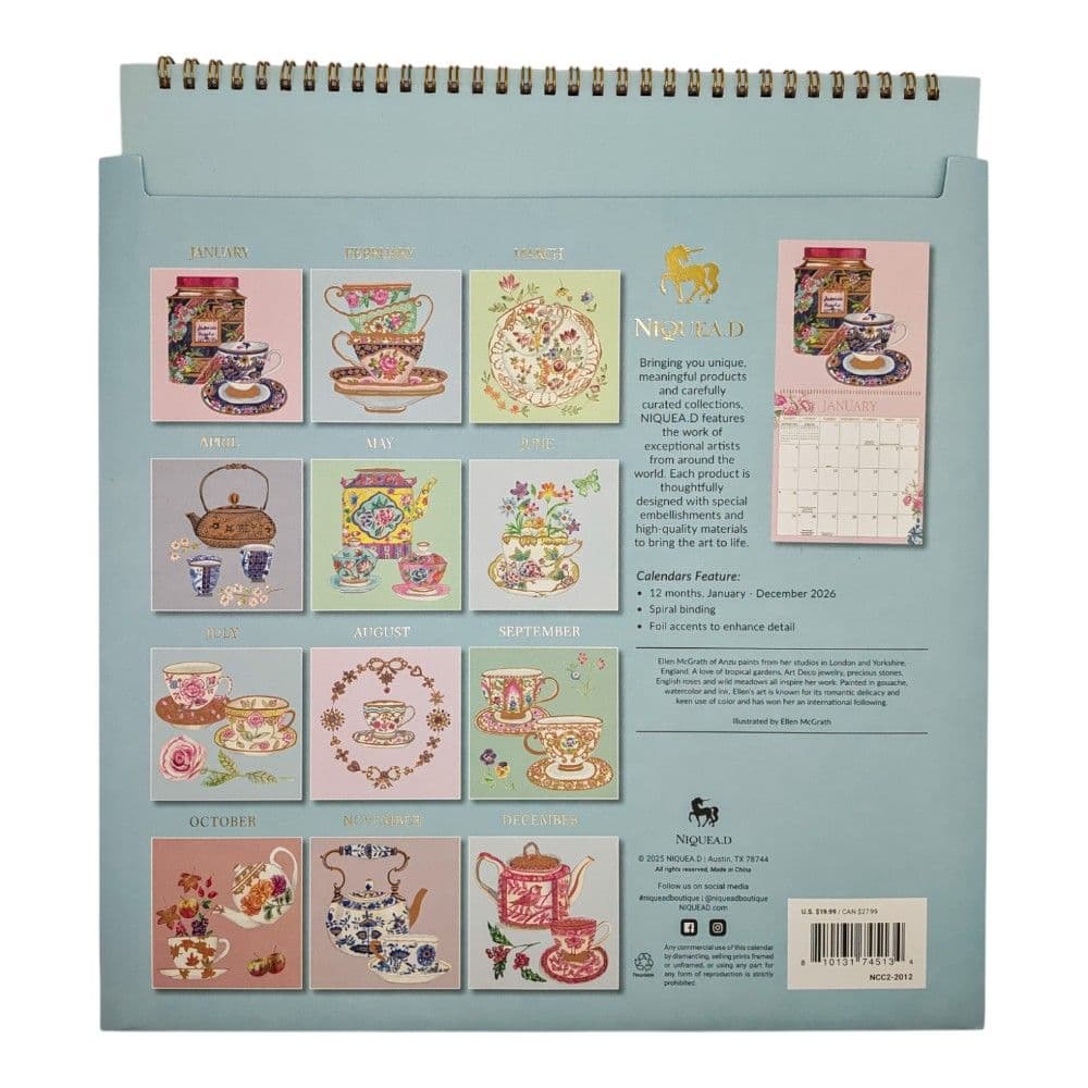 Teacups 2026 Spiral Wall Calendar First Alternate Image
