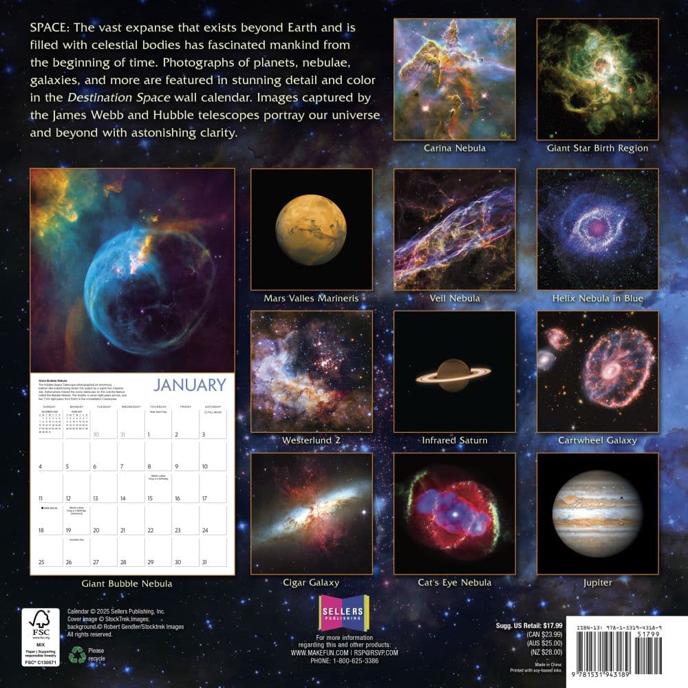 Destination Space 2026 Wall Calendar First Alternate Image
