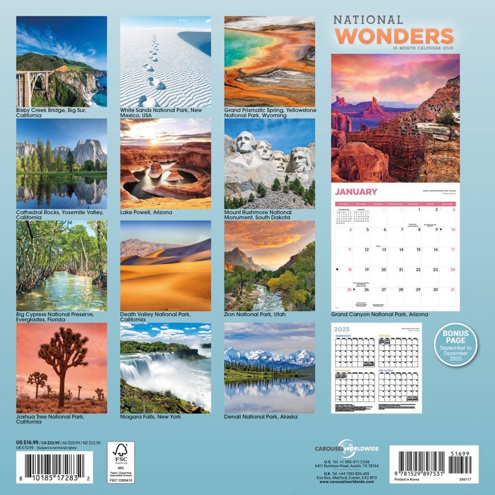 National Wonders Special Value 2026 Wall Calendar First Alternate Image