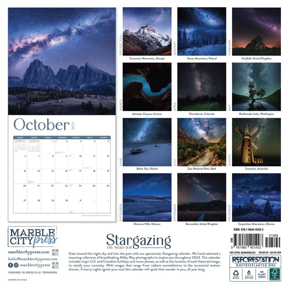 Stargazing The Milky Way 2025 Wall Calendar