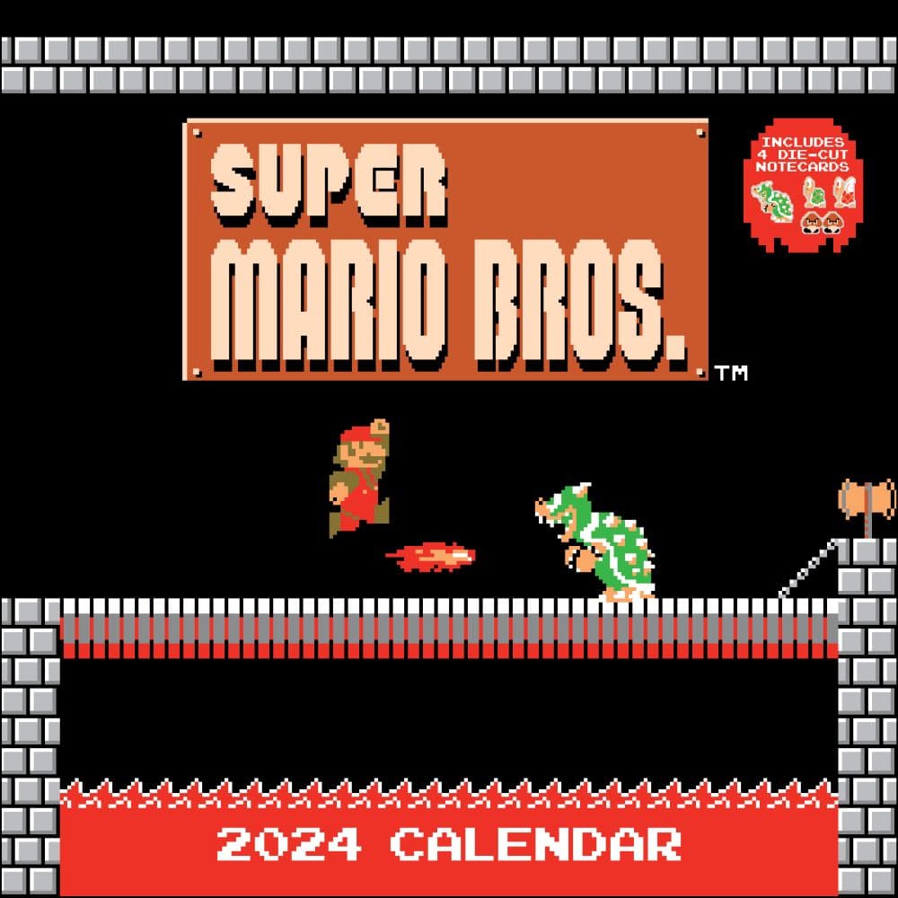 Super Mario Bros. 8-Bit Retro 2024 Wall Calendar