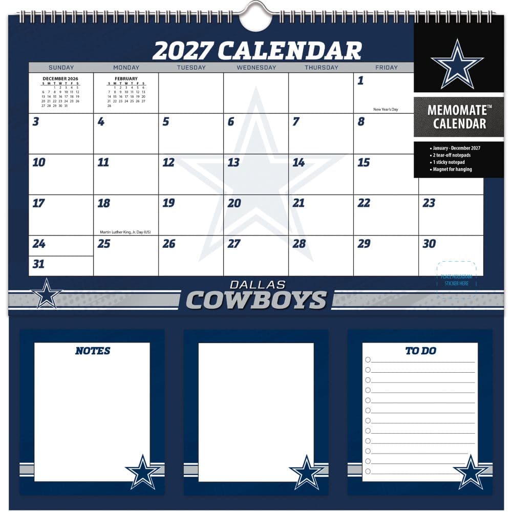 image NFL Dallas Cowboys 2027 Memomate Spiral Wall Calendar