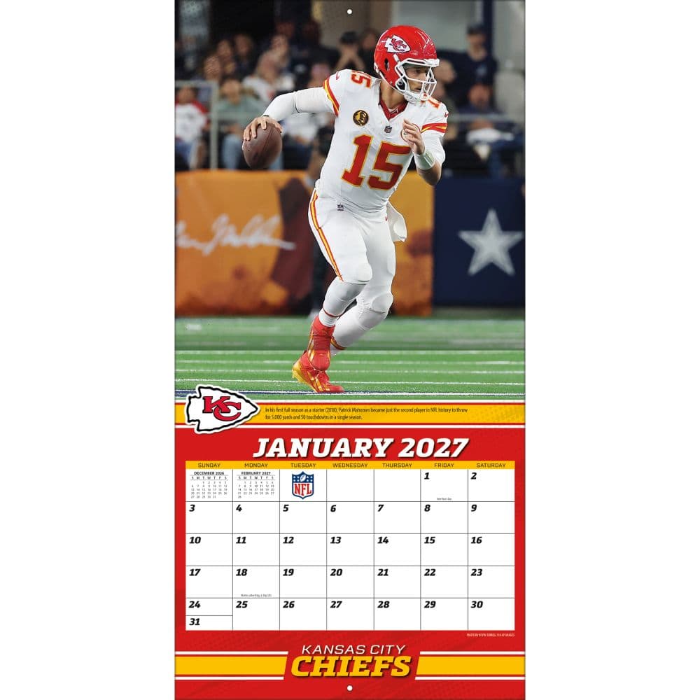 NFL Kansas City Chiefs Patrick Mahomes 2027 Wall Calendar Third Alternate Image