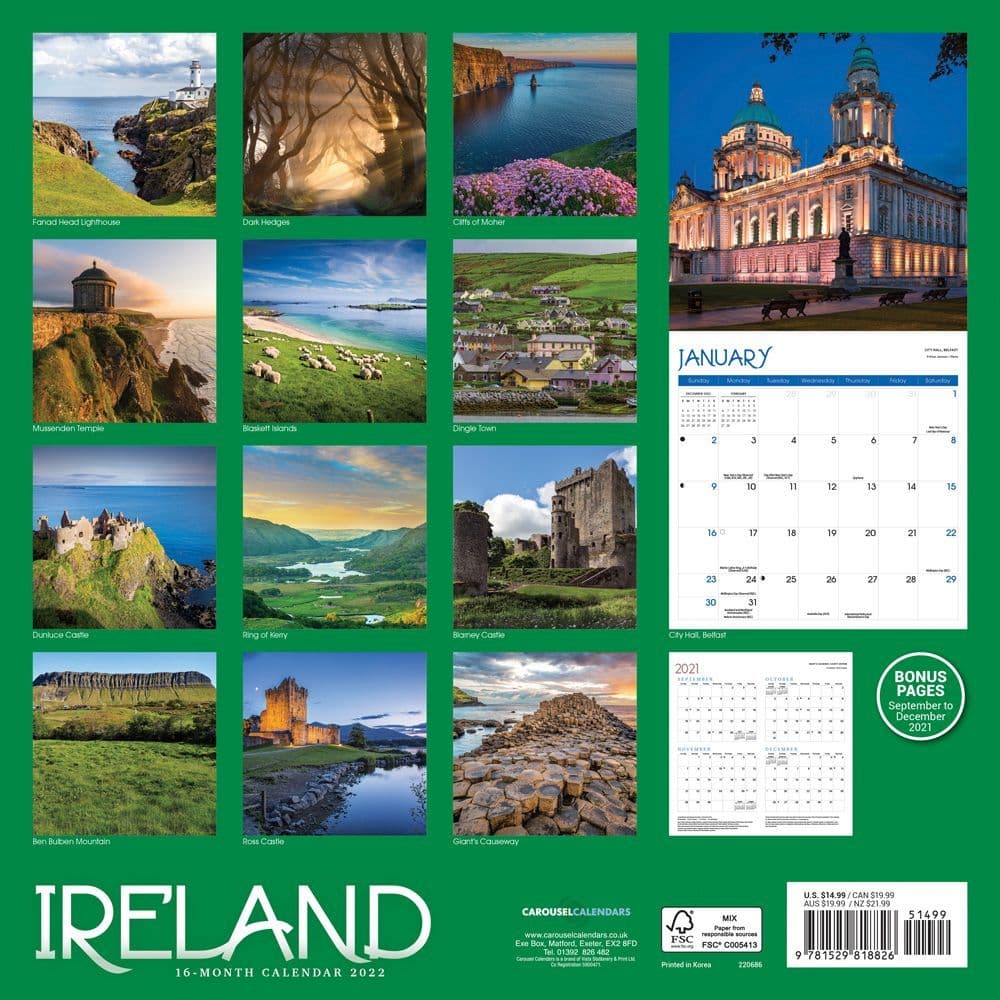 ireland 2022 wall calendar calendarscom