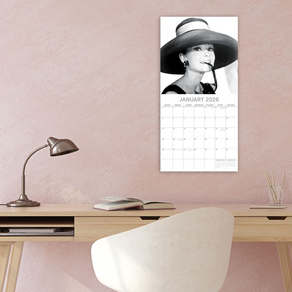 Audrey Hepburn 2026 Wall Calendar, 12'' X 12'', 16-Month Calendar with Stapled Binding