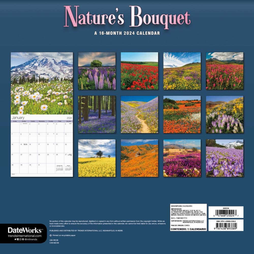 Natures Bouquet 2024 Wall Calendar