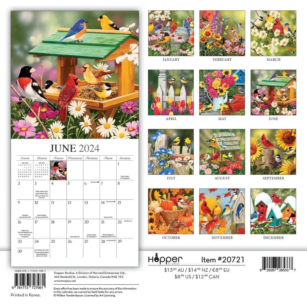 Feathered Friends 2025 Mini Wall Calendar