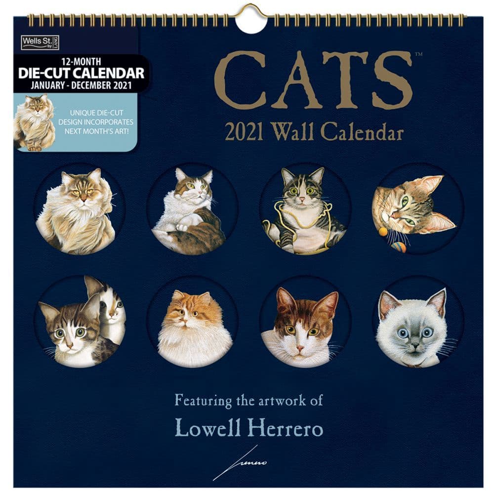 Cats Die-Cut Wall Calendar by Lowell Herrero