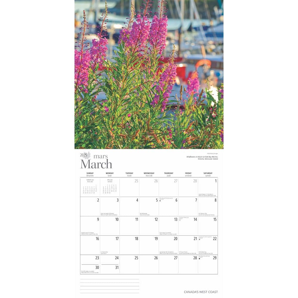 Canada West Coast 2025 Wall Calendar interior image