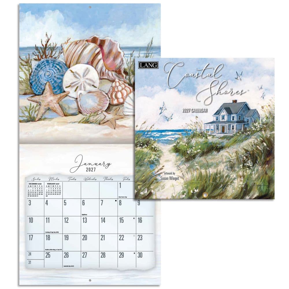Coastal Shores 2027 Mini Wall Calendar by Susan Winget Fifth Alternate 
Image
