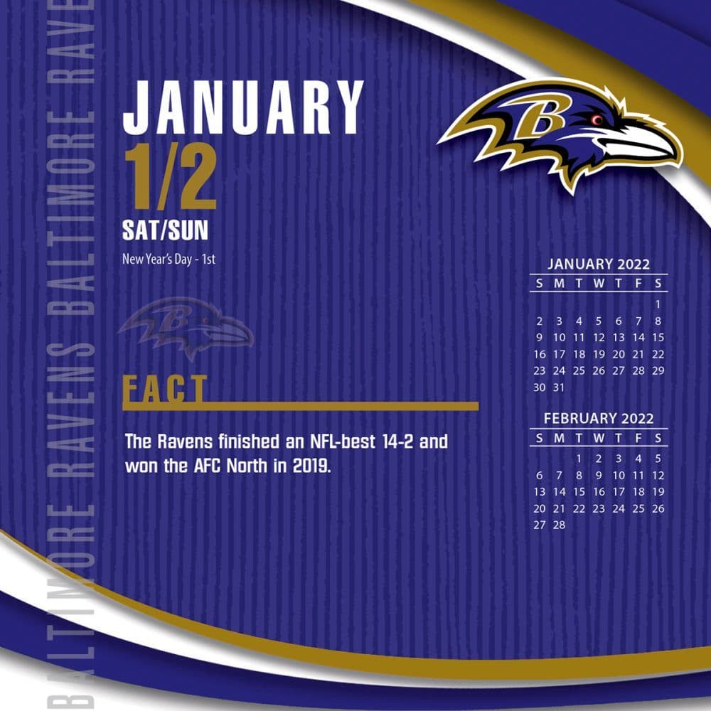 Printable Ravens Schedule 2022 Nfl Baltimore Ravens 2022 Desk Calendar - Calendars.com