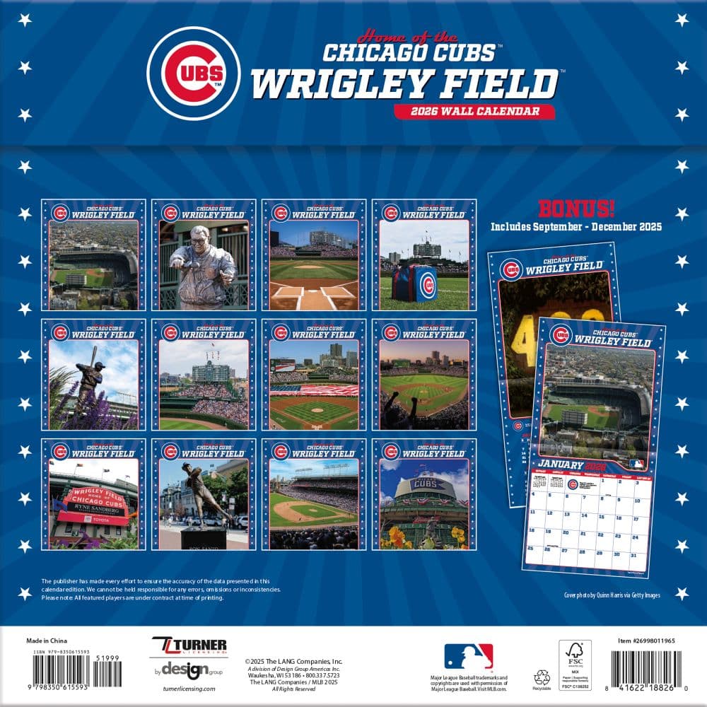 MLB Wrigley Field 2026 Wall Calendar First Alternate Image