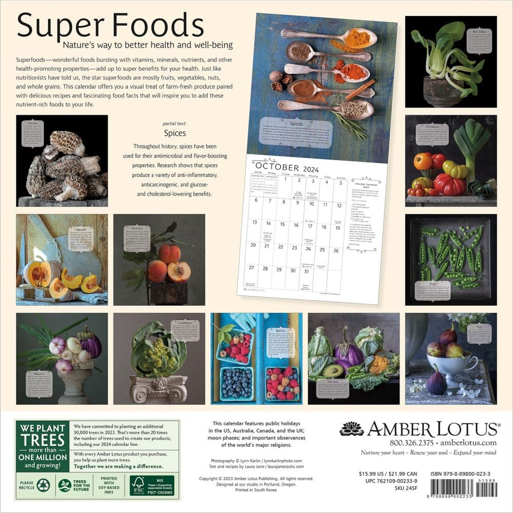 Super Foods 2024 Wall Calendar back