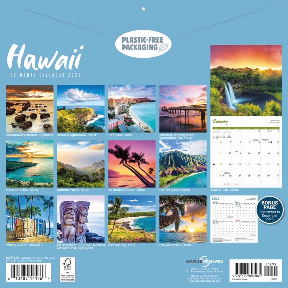 Hawaii 2026 Wall Calendar First Alternate Image
