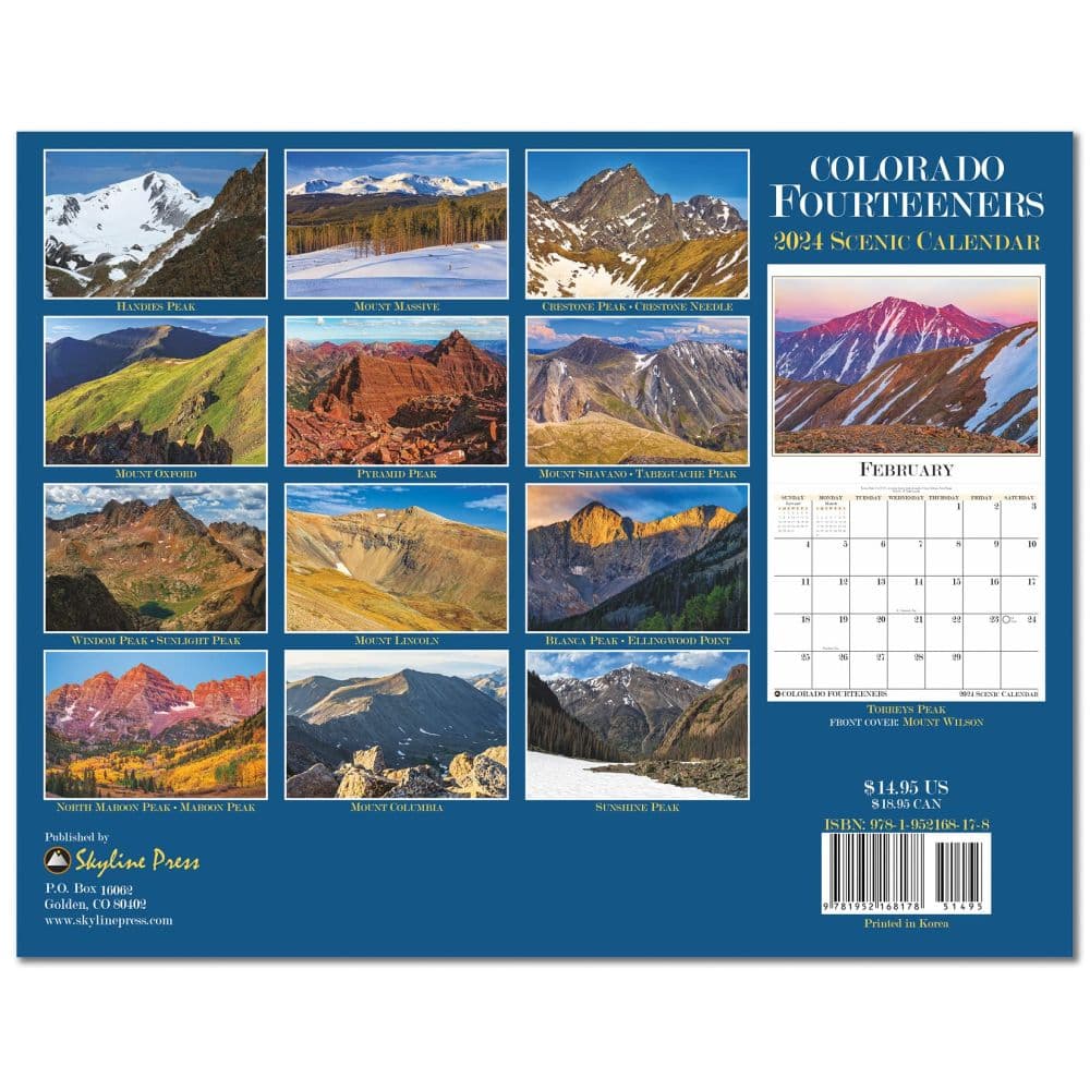 Colorado Fourteeners 2024 Wall Calendar Alt1