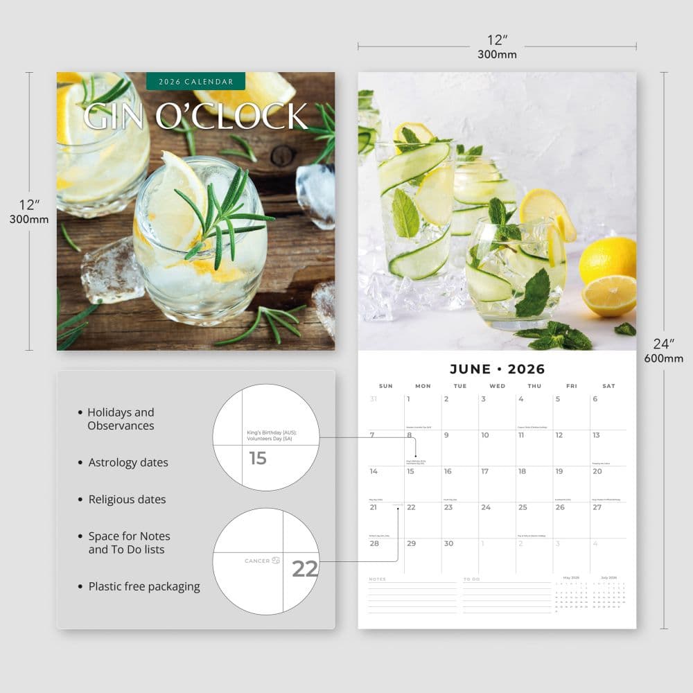 Gin OClock 2026 Wall Calendar Fourth Alternate Image