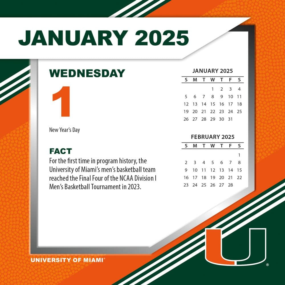 COL Miami Hurricanes 2025 Desk Calendar First Alternate Image