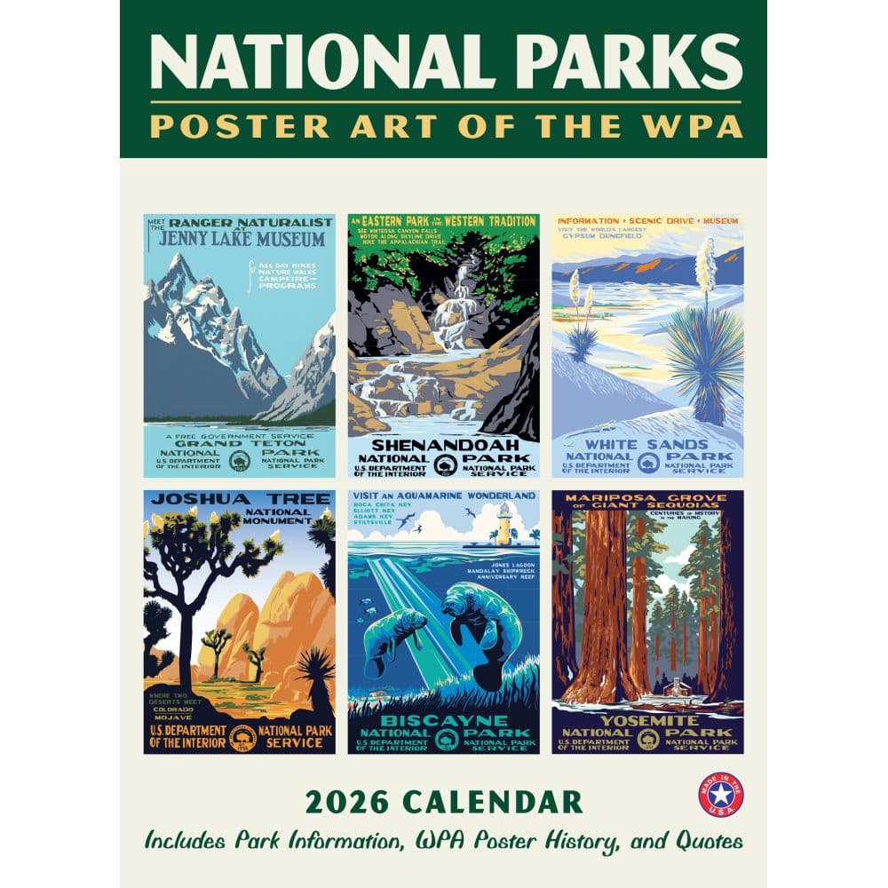 National Parks WPA Grid 2026 Wall Calendar Main Image