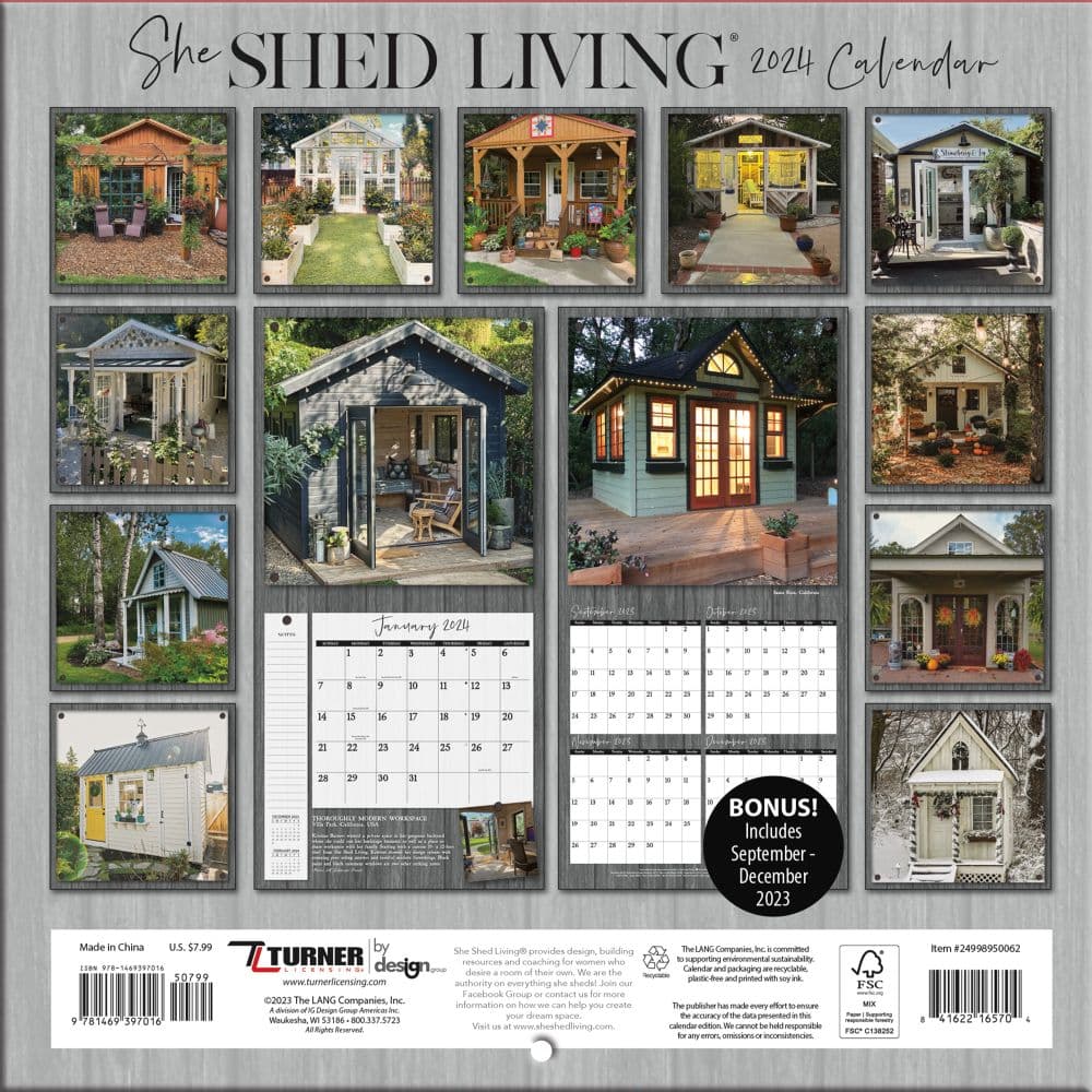 Chic Sheds 2024 Mini Wall Calendar