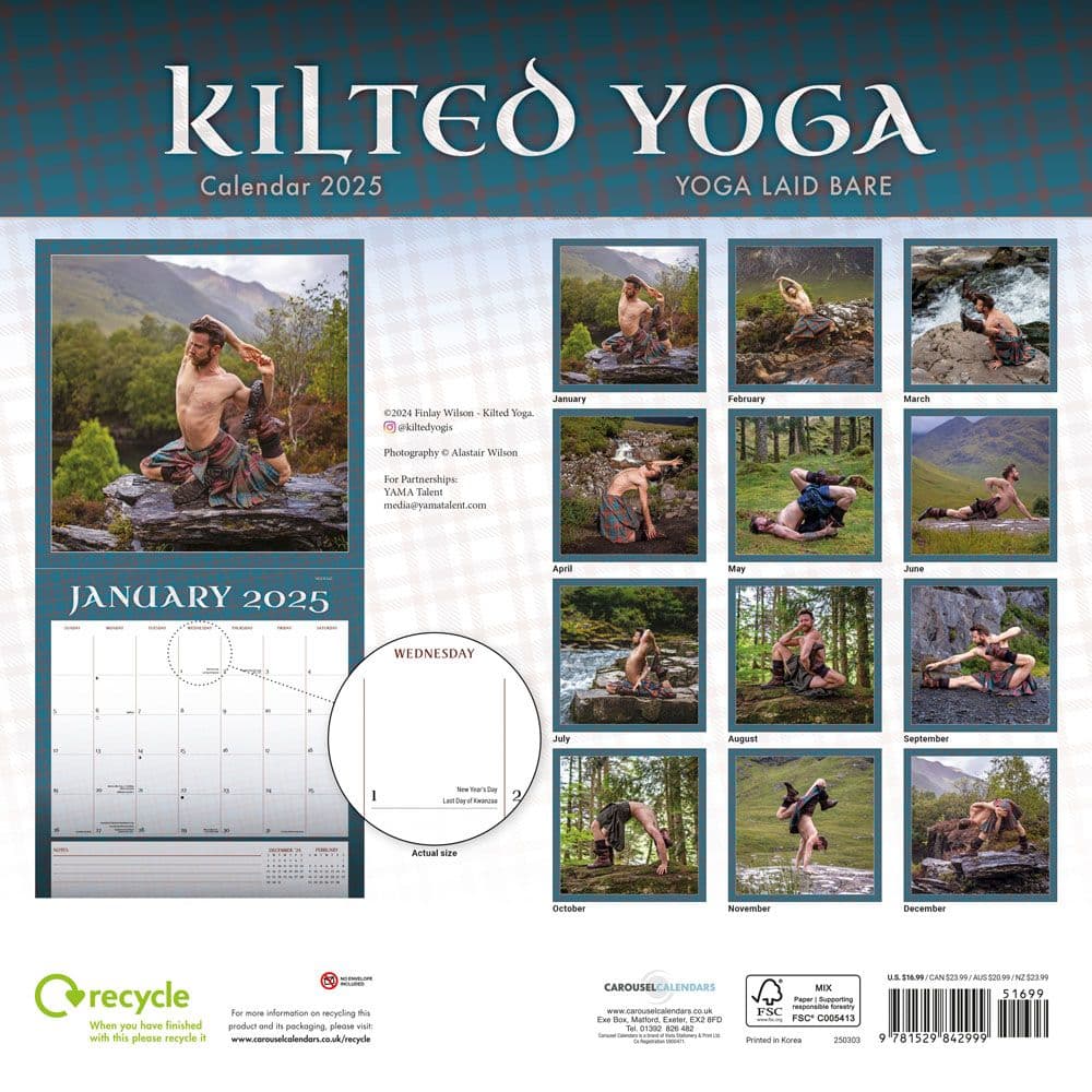 Kilted Yoga 2025 Wall Calendar First Alternate Image width="1000" height="1000"