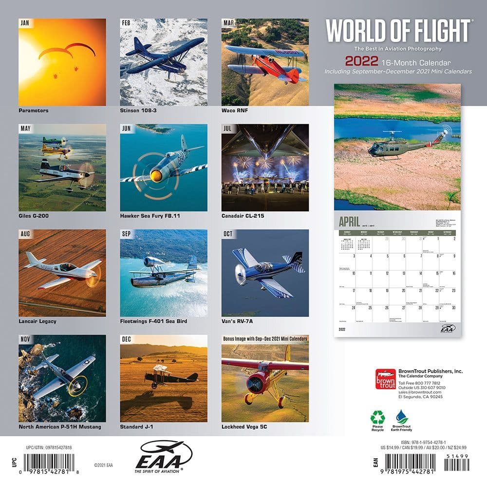 Eaa 2022 Schedule Airplanes World Of Flight Eaa 2022 Wall Calendar - Calendars.com