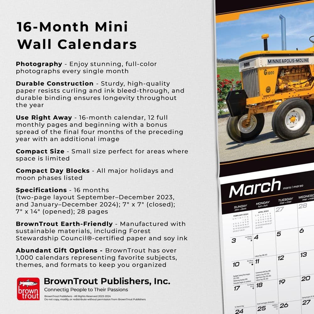 Tractors 2024 Mini Wall Calendar Fourth Alternate Image width=&quot;1000&quot; height=&quot;1000&quot;