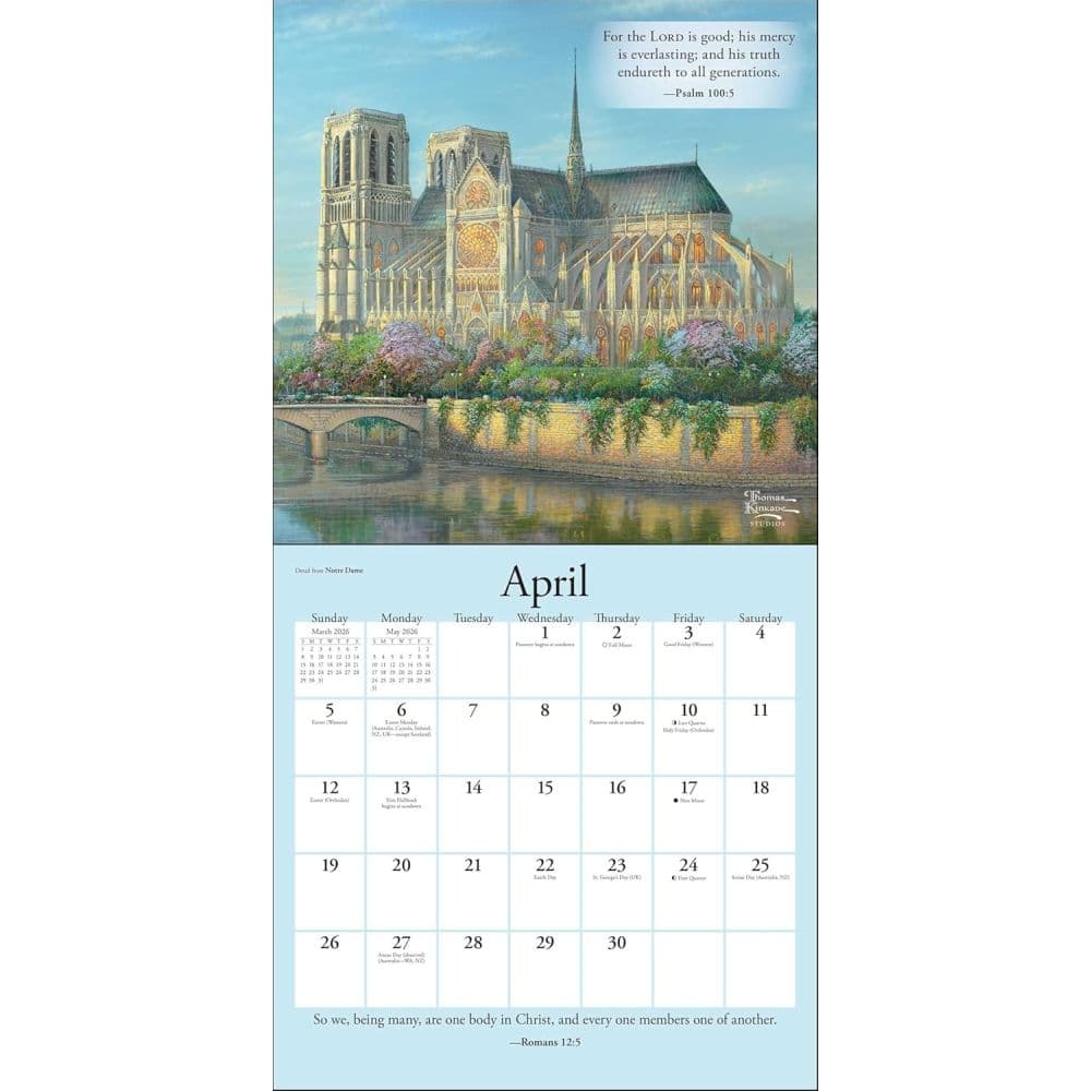 Thomas Kinkade Gardens of Grace 2026 Wall Calendar Fourth Alternate Image